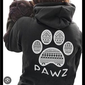 Pawz gray tribal print paw hoodie women’s S small sweatshirt hooded long sleeve